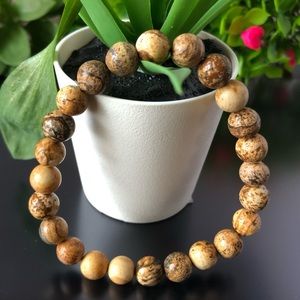Picture Jasper 8mm Natural Stone Beads Stretchable Bracelet